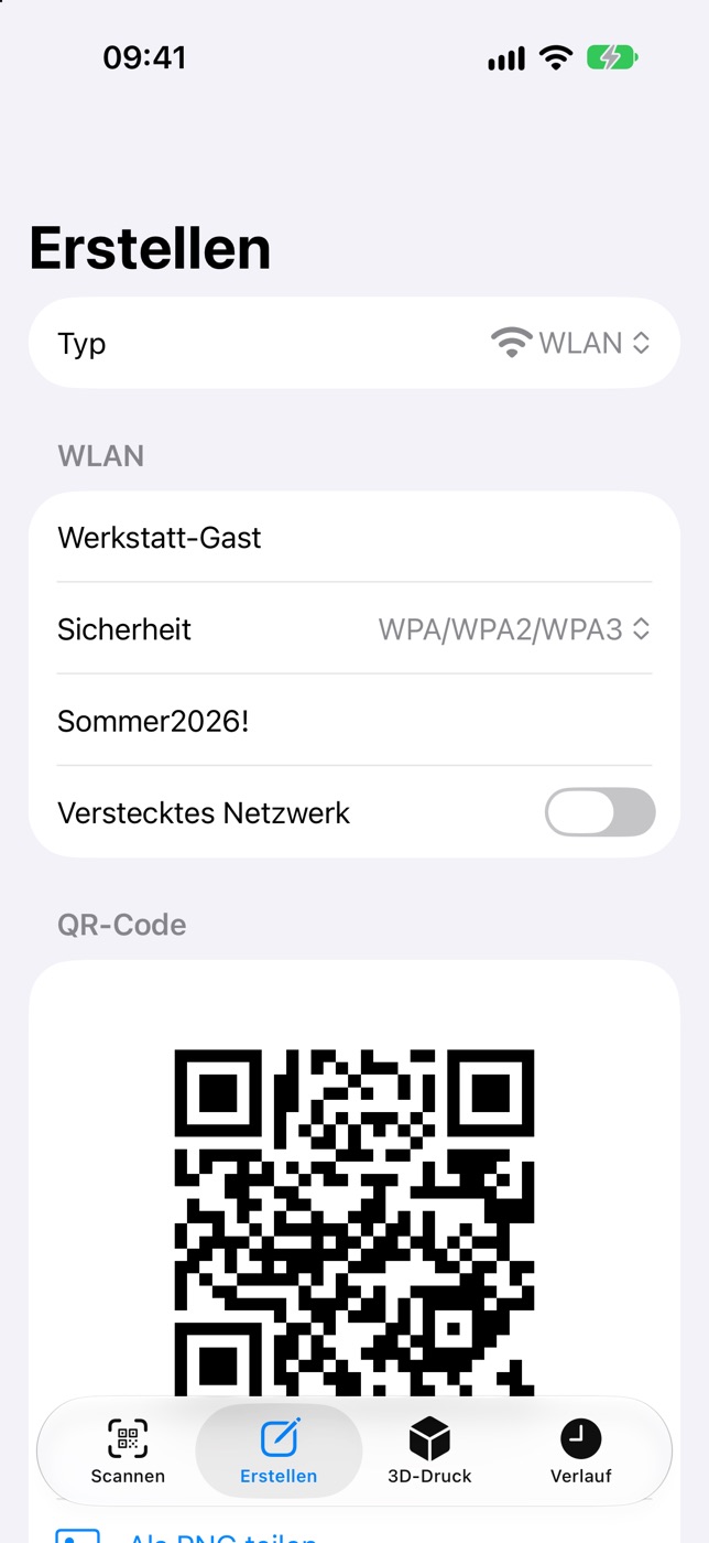 Einen WLAN-QR-Code erstellen.